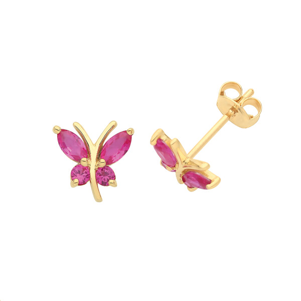 9ct Gold Synthetic Ruby Stud Earrings
