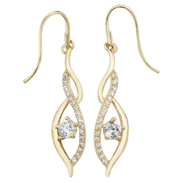 9ct Gold Cubic Zirconia Drop Earrings