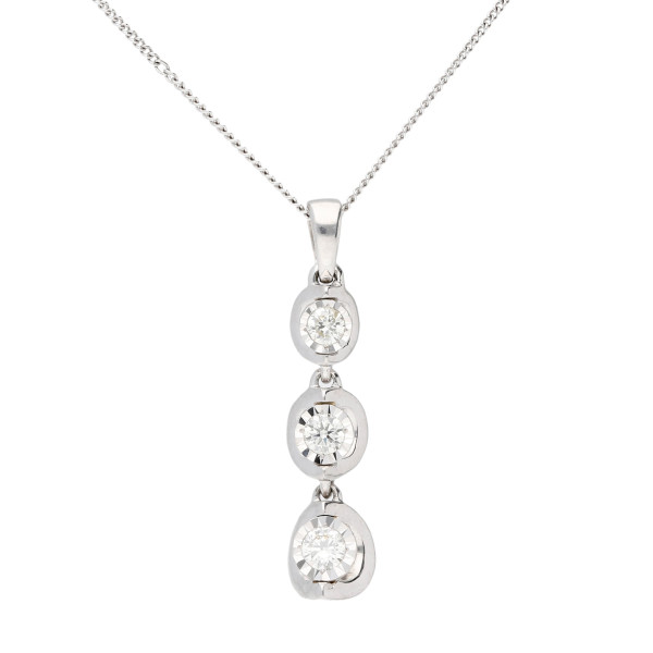 9ct White Gold 0.20ct Diamond Drop Necklace