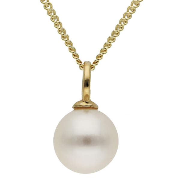9ct Yellow Gold Dainty Cultured 6-6.5mm Pearl Pendant