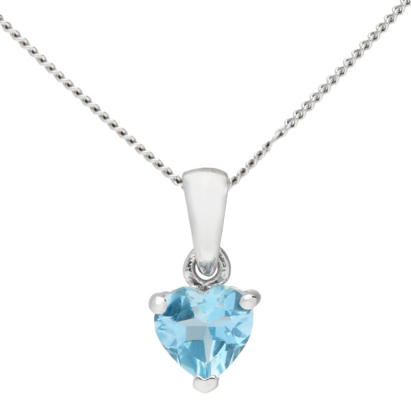 9ct White Gold 0.85ct Aquamarine Heart Solitaire Pendant