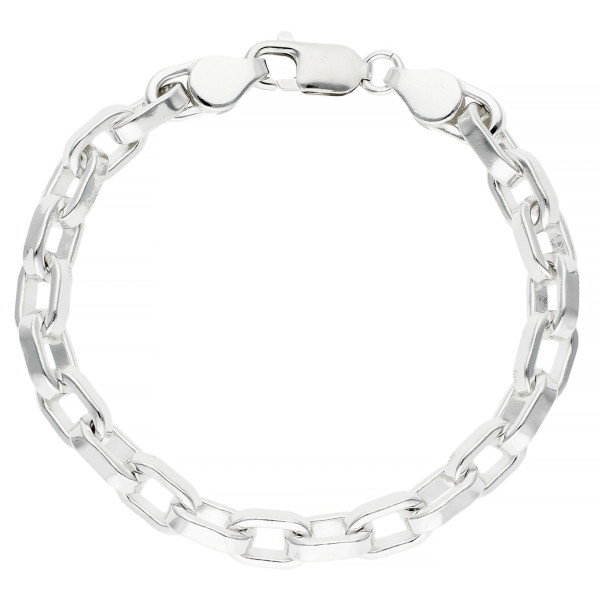 Sterling Silver 7mm Fancy Rectangular Link Bracelet