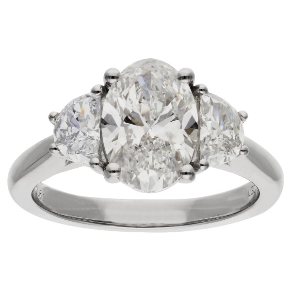 Platinum 2.61ct Lab-Grown Diamond Three Stone Ring