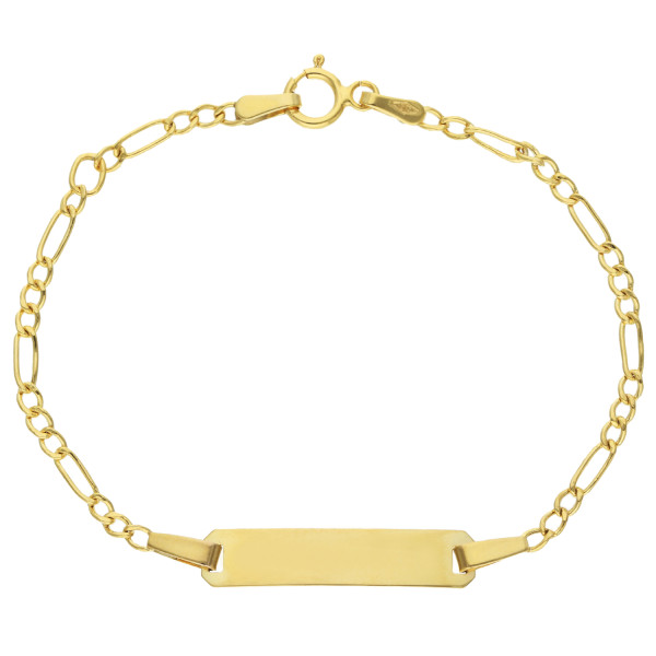 Children's 9ct Yellow Gold Hollow Figaro ID Bracelet