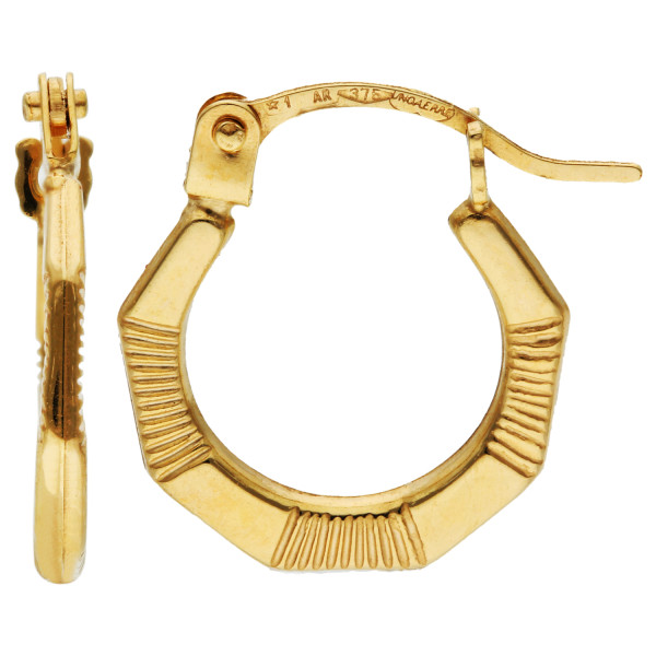 9ct Yellow Gold 11mm Creole Hoop Earrings