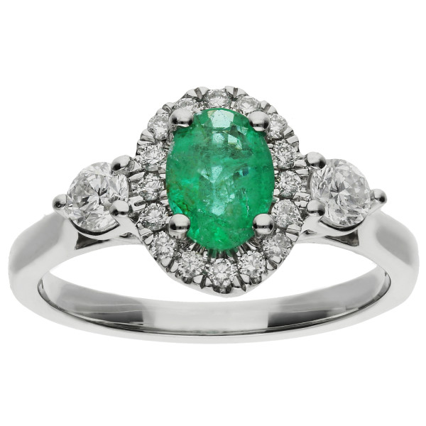 9ct White Gold 0.58ct Emerald Cocktail Ring