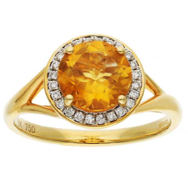 18ct Gold 1.50ct Citrine Halo Ring