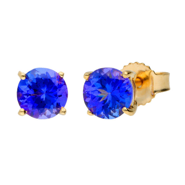 9ct Yellow Gold 1.00cts Tanzanite Solitaire Stud Earrings