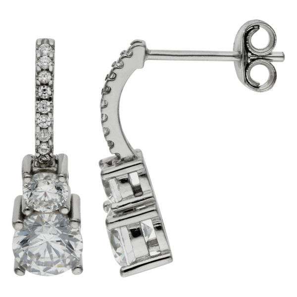 Sterling Silver Cubic Zirconia Fancy Drop Earrings 