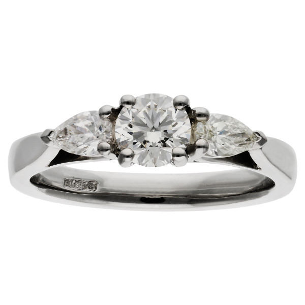 Platinum 1.00ct Diamond Three Stone Ring