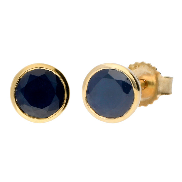 9ct Yellow Gold 1.20ct Round Sapphire Solitaire Stud Earrings