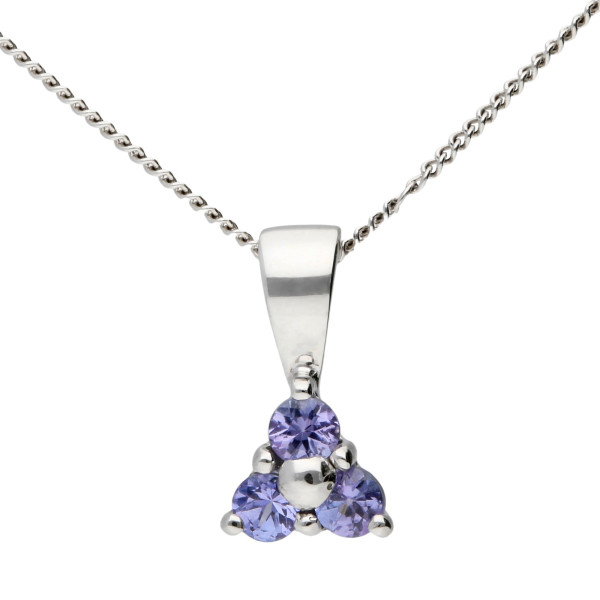 9ct White Gold 0.12ct Tanzanite Cluster Pendant