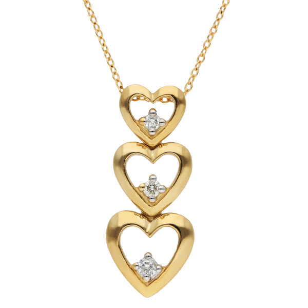 9ct Yellow Gold & Diamond Heart Pendant