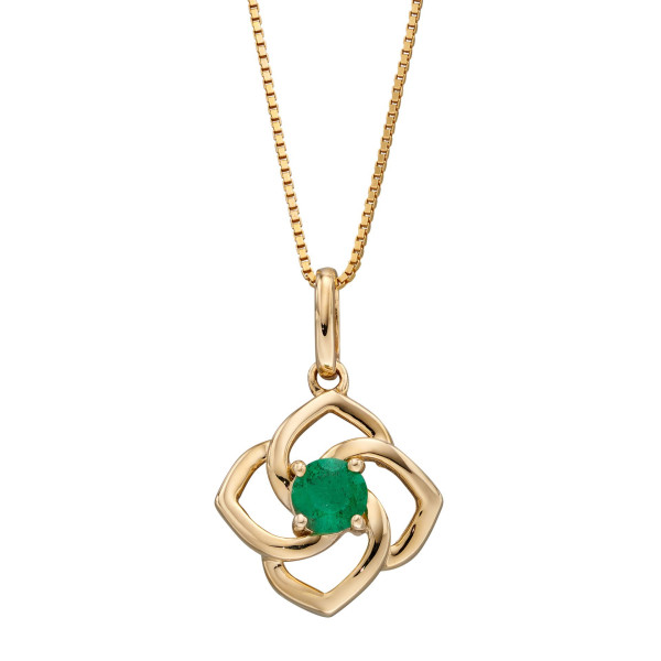9ct Yellow Gold Emerald Flower Pendant 