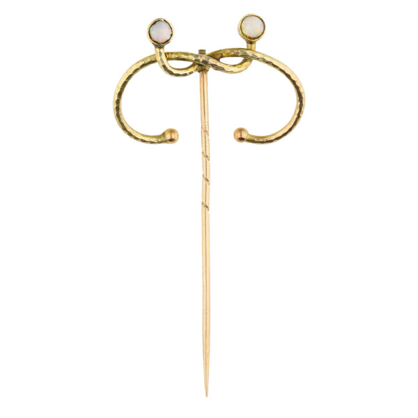 Antique Arts & Crafts 9ct Gold Opal Stick Pin
