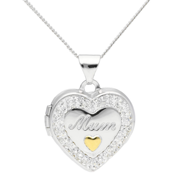 Cubic zirconia & Sterling Silver Heart Locket