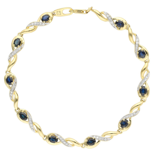 9ct Yellow Gold Diamond & Sapphire Bracelet