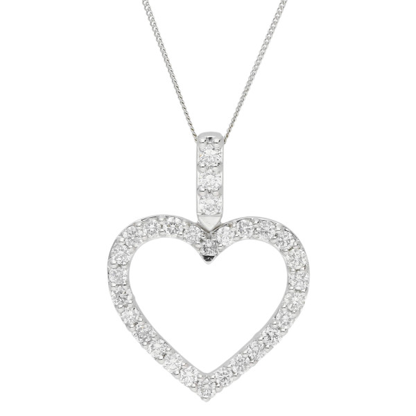 18ct White Gold 0.60ct Diamond Heart Pendant