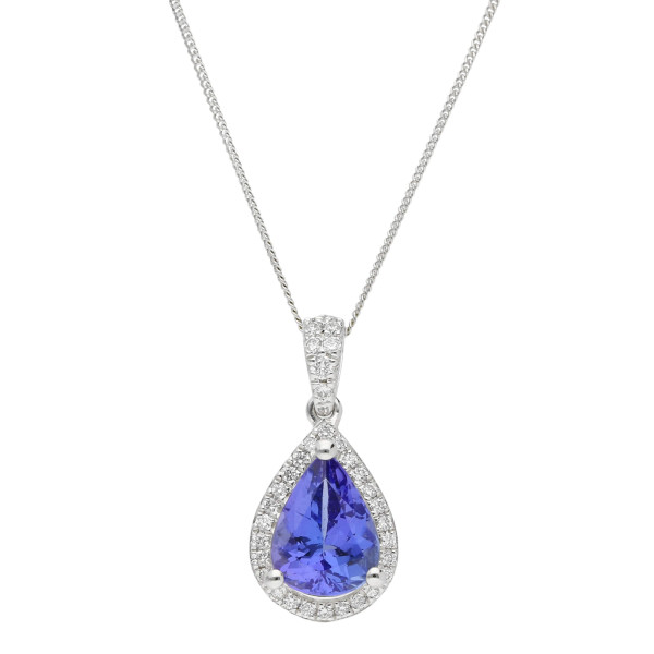 18ct White Gold Diamond & Tanzanite Pendant