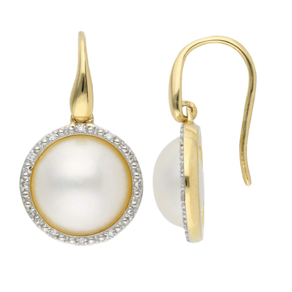 9ct Gold 0.07ct Pearl Drop Earrings