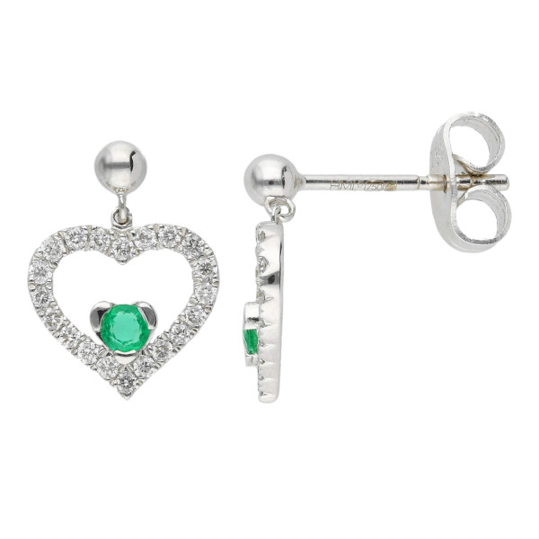 18ct White Gold Emerald Drop Earrings