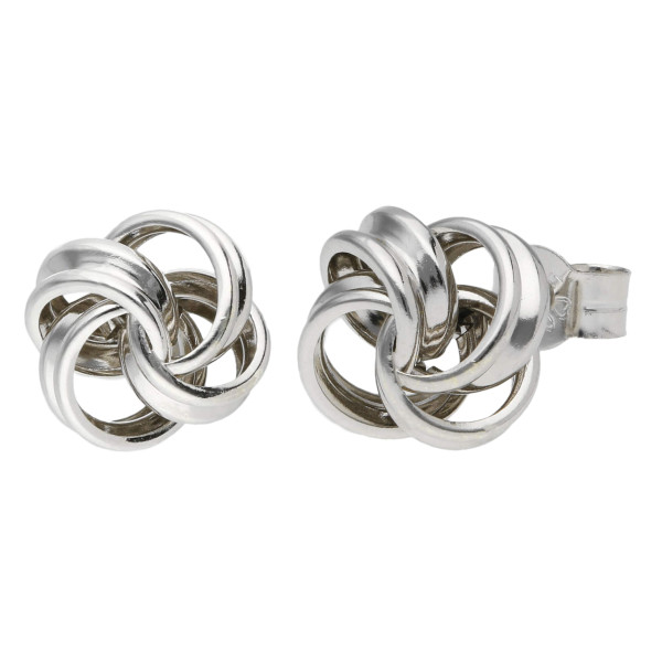 9ct White Gold Knot Stud Earrings