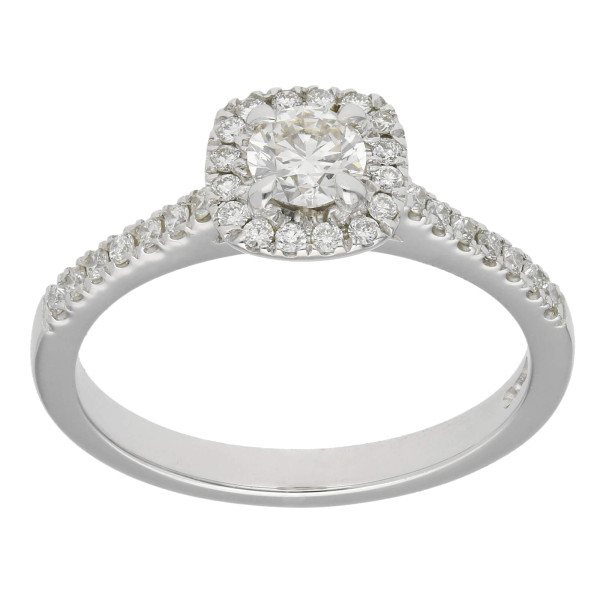 18ct White Gold 0.50ct Diamond Halo Ring