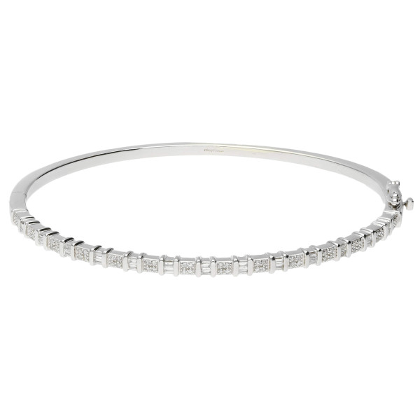 9ct White Gold Diamond Bangle
