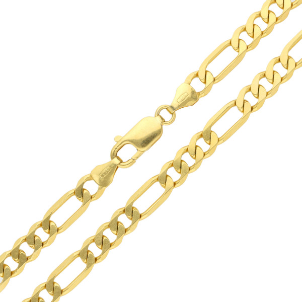 5.5mm Faceted 9ct Yellow Gold Figaro Curb Chain