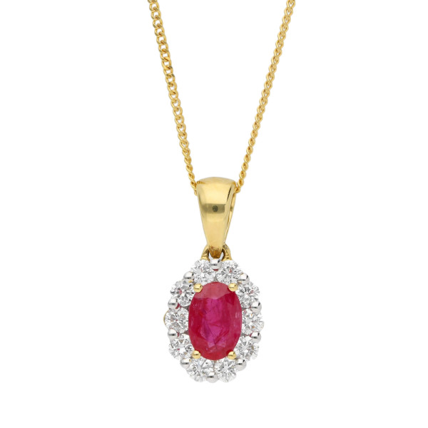 18ct Yellow Gold Diamond & 0.66ct Ruby Pendant
