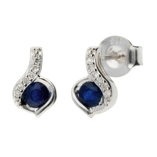 9ct White Gold Sapphire Stud Earrings