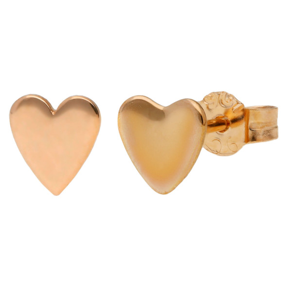 9ct Rose Gold Heart Stud Earrings