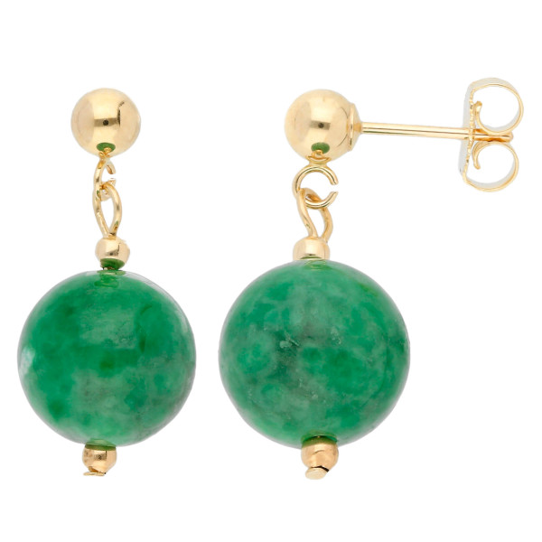 9ct Gold Jade Drop Earrings