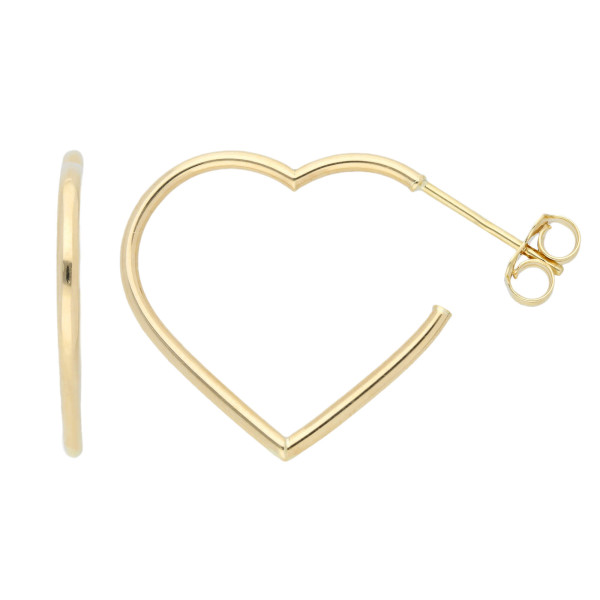 9ct Gold Heart Hoop Earrings