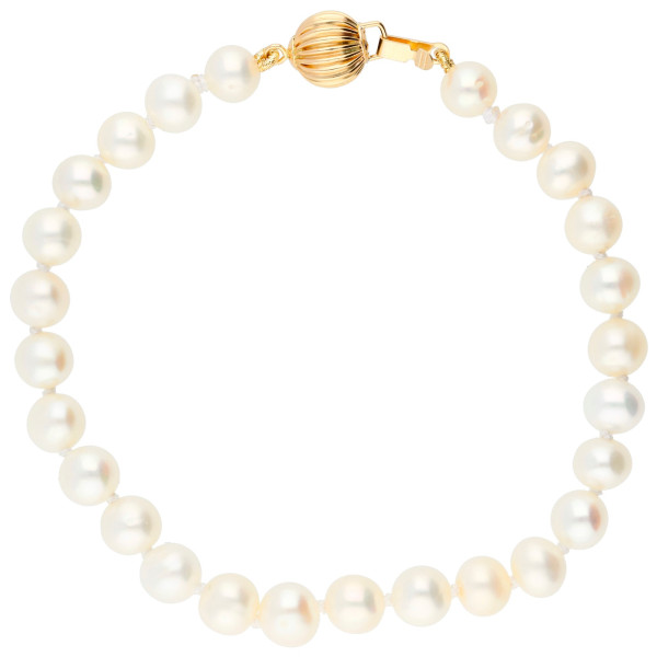 14ct Yellow Gold 6mm Freshwater Pearl Bracelet