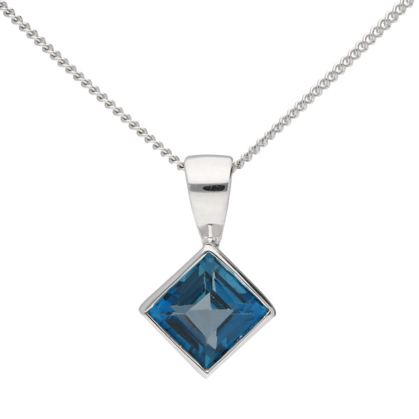 9ct White Gold 0.75ct London Blue Topaz Solitaire Pendant