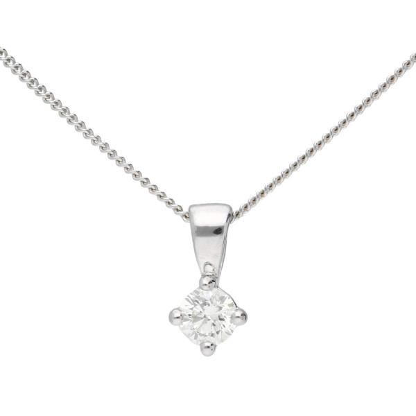 18ct White Gold 0.15ct Diamond Solitaire Pendant