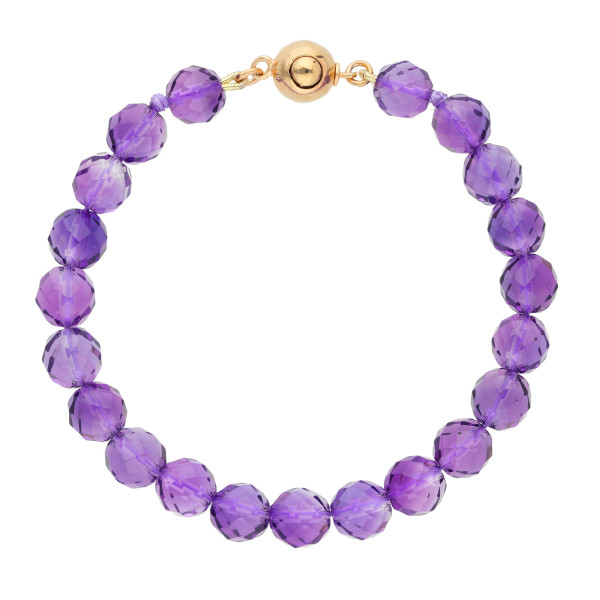 Sterling Silver & Rose Gold Plated Amethyst Bead Bracelet