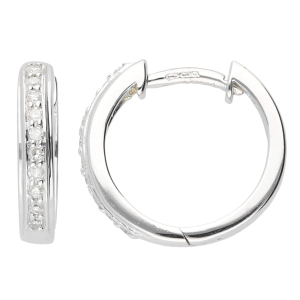 9ct White Gold 0.10ct Diamond Hoop Earrings
