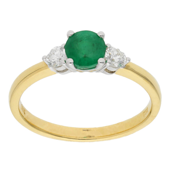 18ct Yellow Gold Emerald and Diamond Ring-N