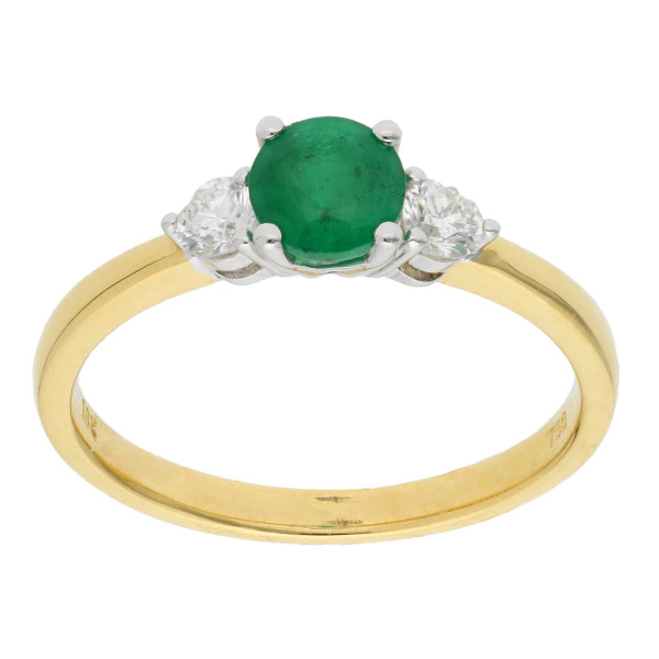 18ct Gold 0.54ct Emerald Three Stone Ring