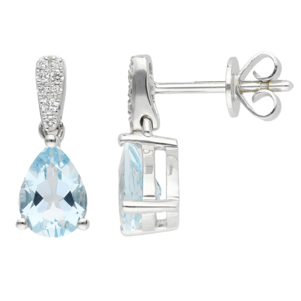 18ct White Gold 1.15ct Aquamarine Drop Earrings