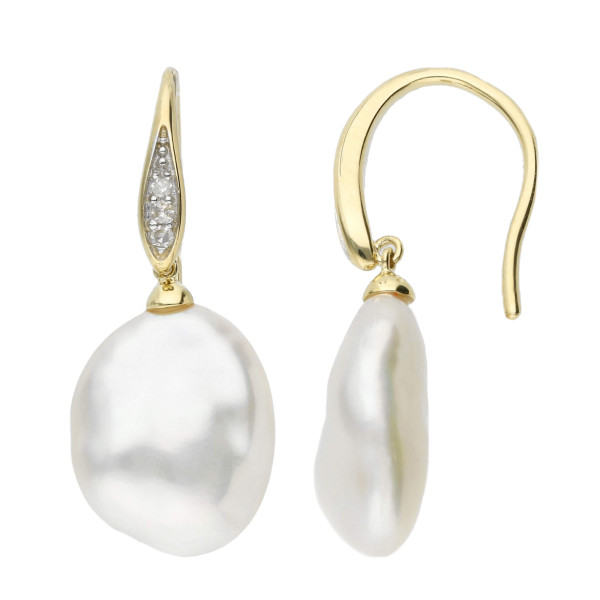 9ct Gold Pearl Drop Earrings