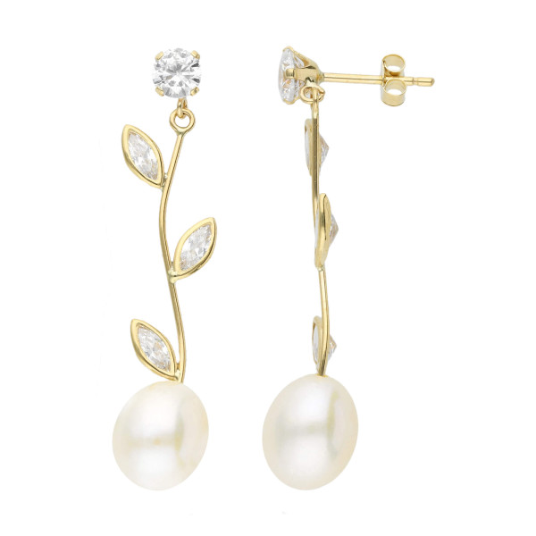 9ct Gold Pearl Drop Earrings