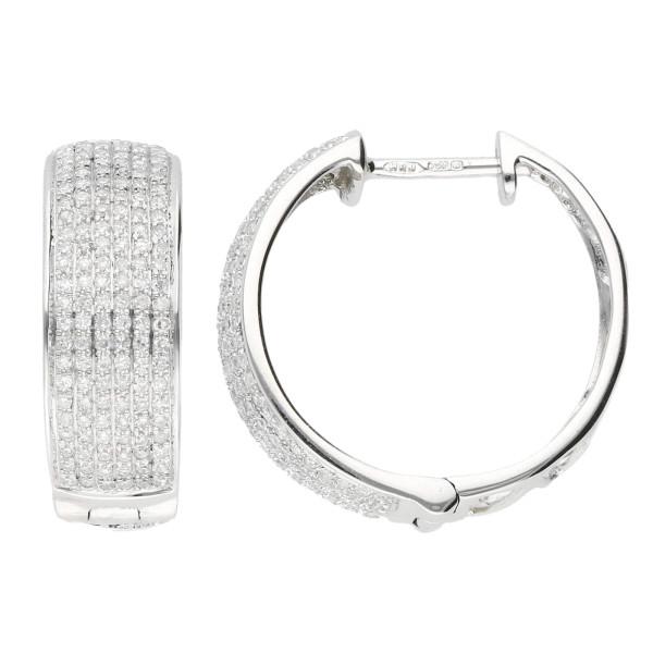 18ct White Gold Diamond Hoop Earrings