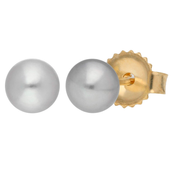 9ct Gold 4mm Freshwater Silver Button Pearl Earrings