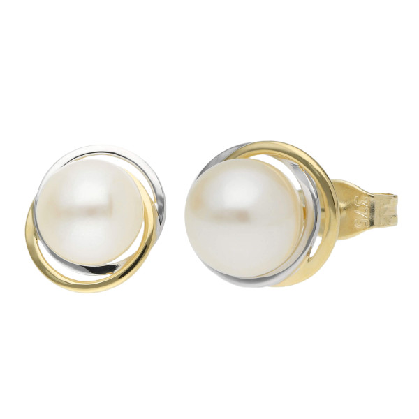 9ct White Gold Pearl Stud Earrings