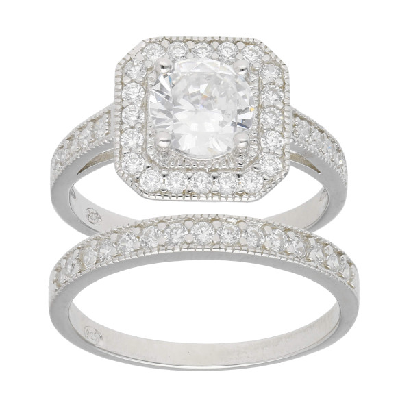 Sterling Silver Cubic Zirconia Cocktail Ring