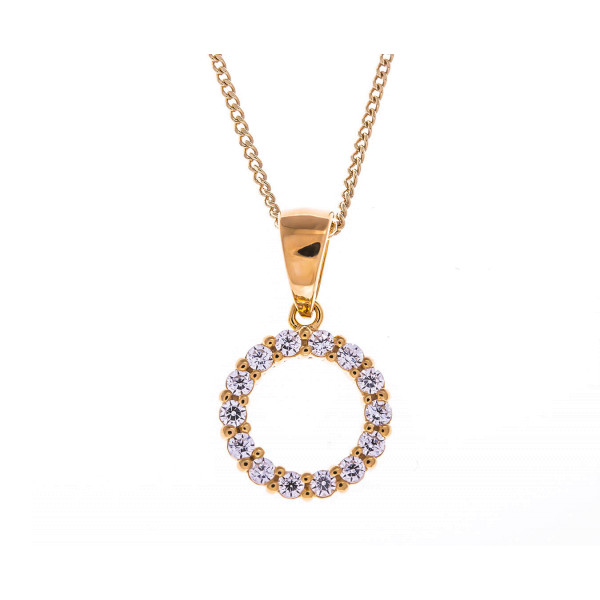 Sterling Silver, Gold Vermeil & Cubic Zirconia Halo Pendant