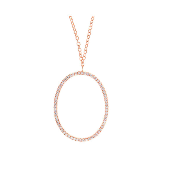 Cubic Zirconia & Rose Gold Plated Sterling Silver Pendant